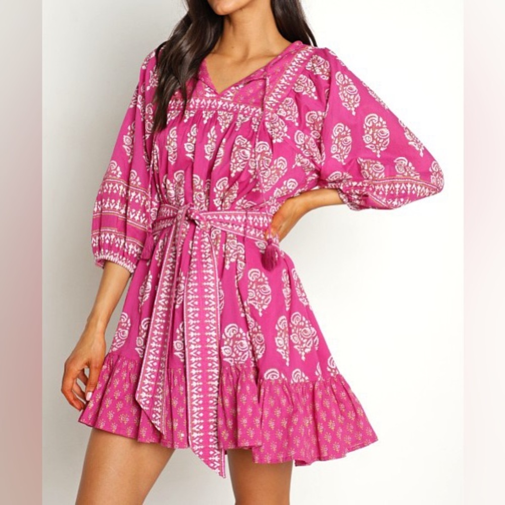 NWT Cleobella Magdalena Mini Dress / Pink Block Print / Size Small - Picture 2 of 8